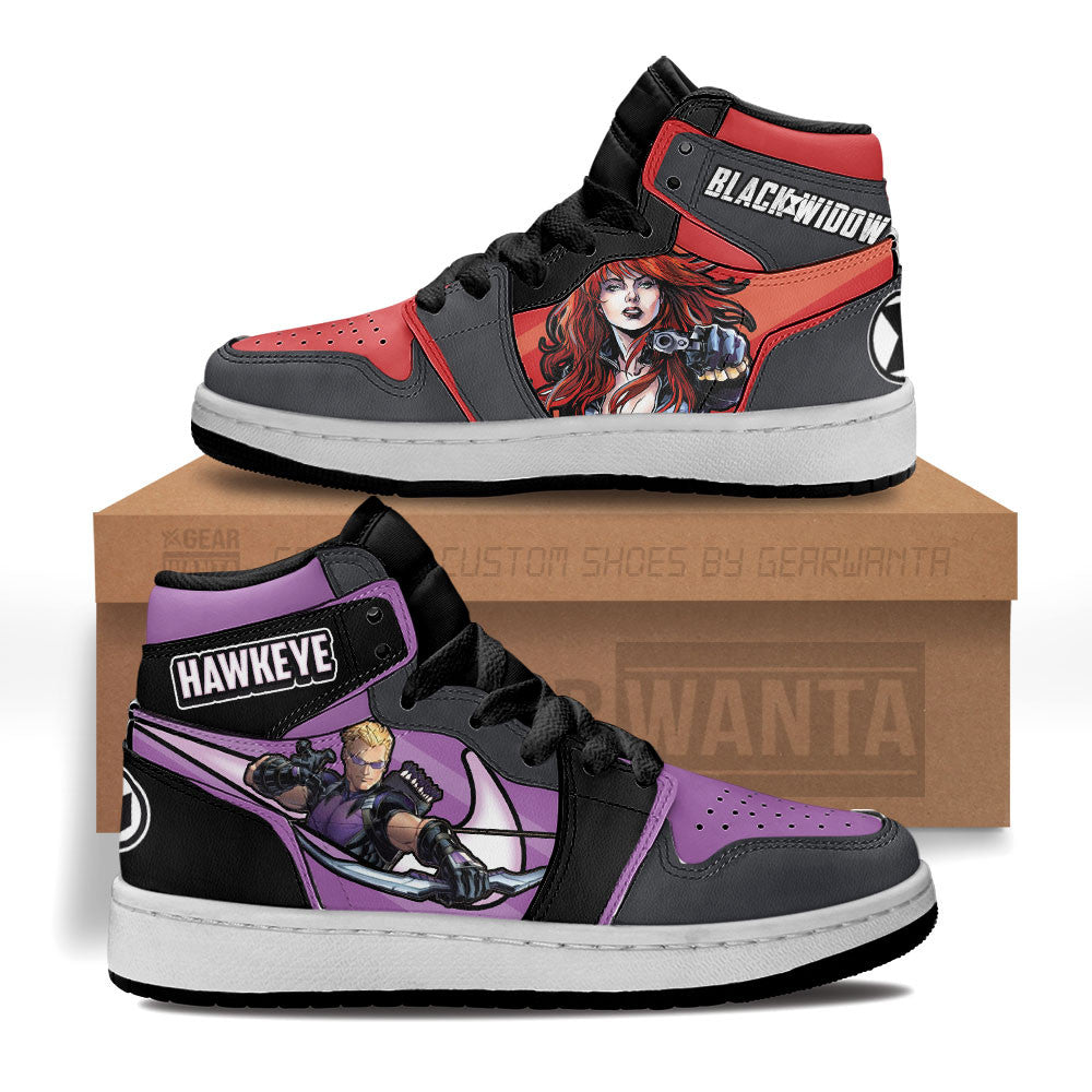 Hawkeye vs Black Widow Kid Sneakers Custom-Gear Wanta