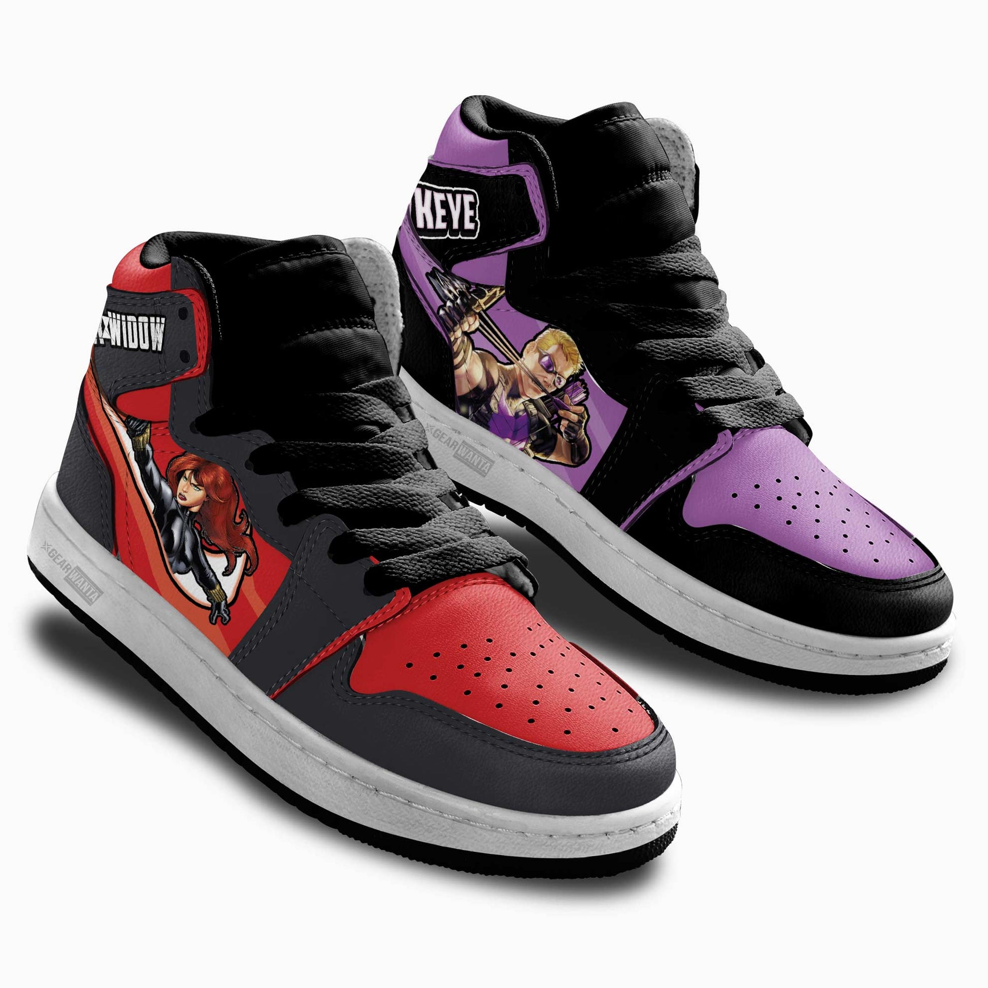 Hawkeye vs Black Widow Kid Sneakers Custom-Gear Wanta