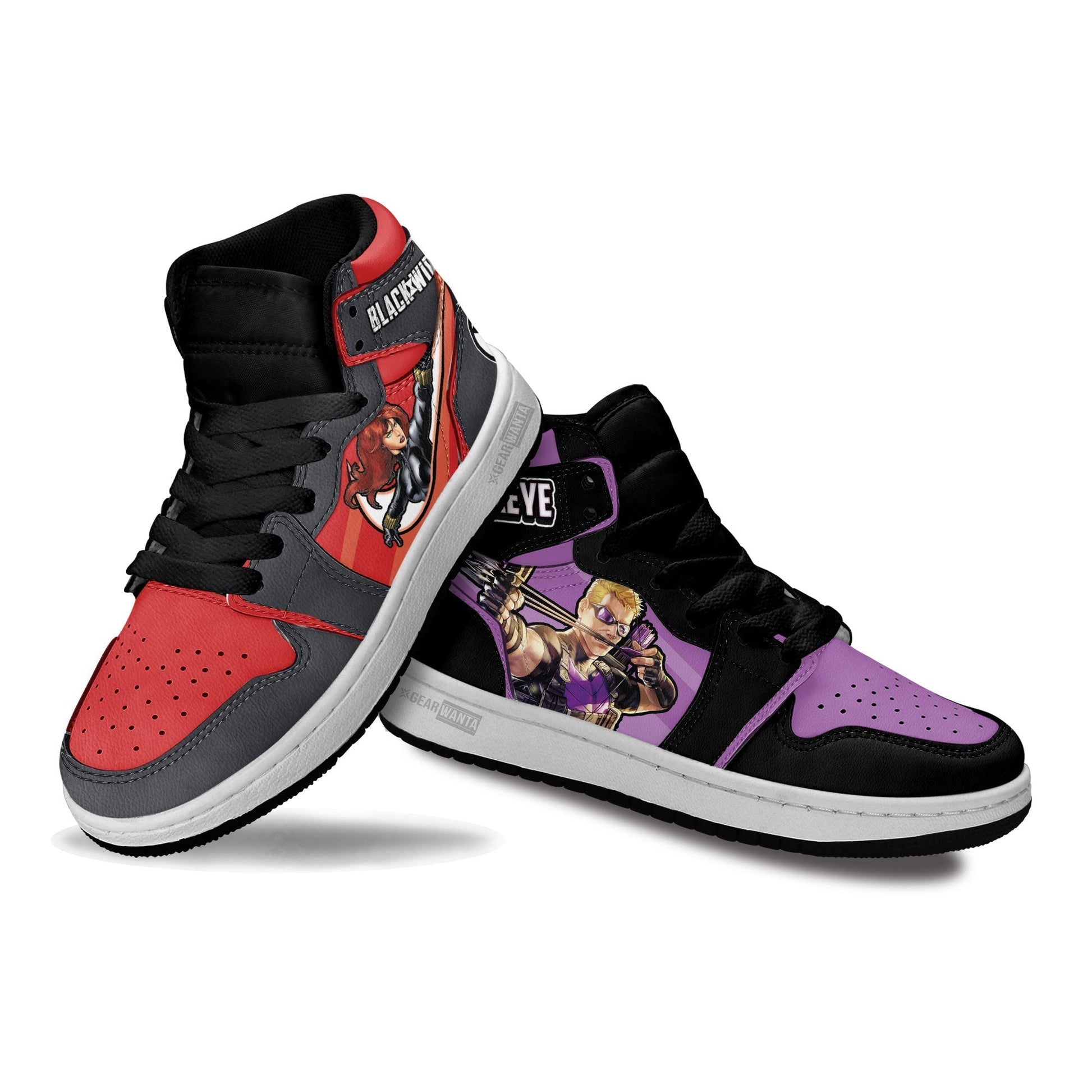 Hawkeye vs Black Widow Kid Sneakers Custom-Gear Wanta