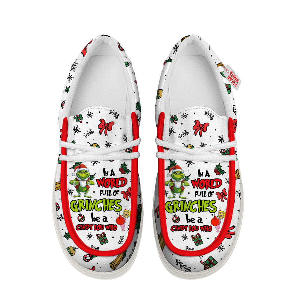 In A World Full Of Grinches Be A Cindy Lou Who Canvas Loafer Shoes-gearwanta.com