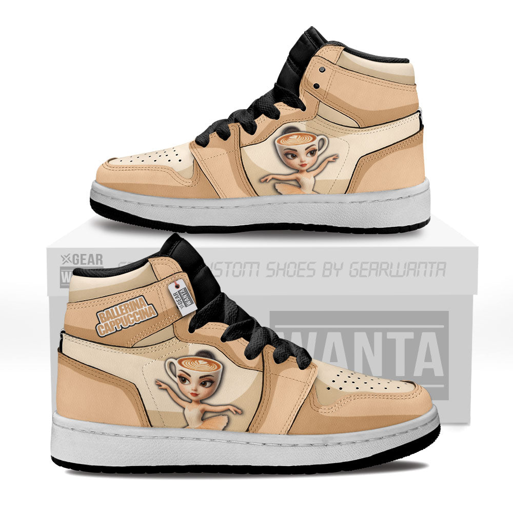 Gearwanta Italiano Brainrot Personalized Ballerina Cappuccina Kid High-Top Leather Sneakers