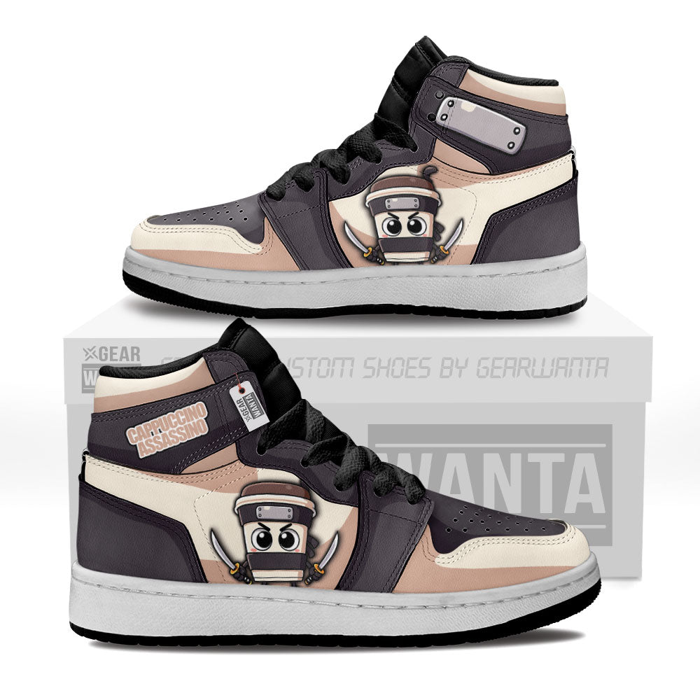 Gearwanta Italiano Brainrot Personalized Cappuccino Assassino Kid High-Top Leather Sneakers