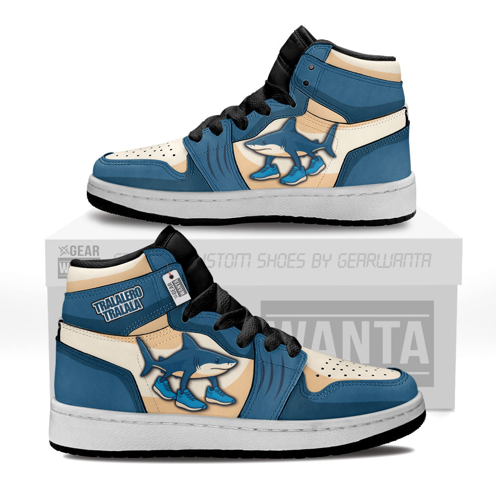 Gearwanta Italiano Brainrot Personalized Tralalero Tralala Kid High-Top Leather Sneakers