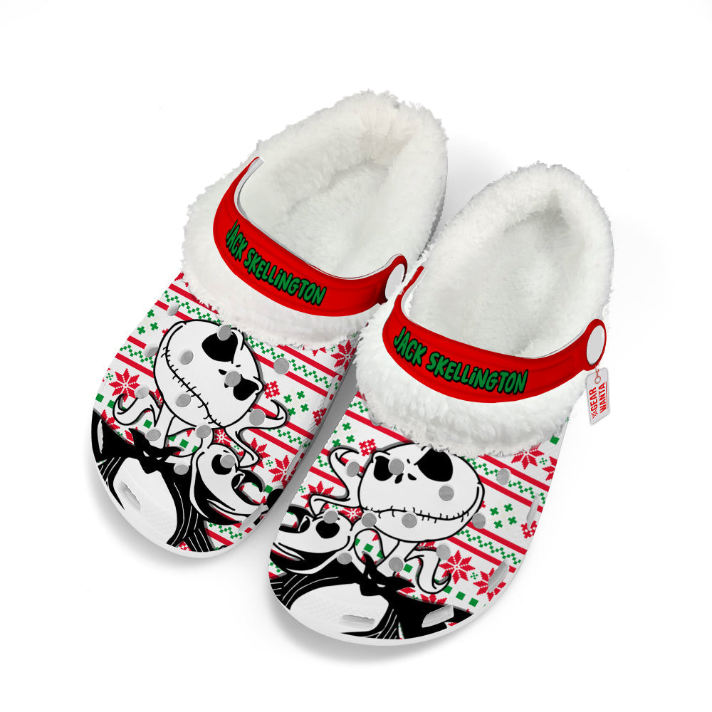 Jack Skellington Fleece Clogs Shoes Christmas Custom For FansGearwanta.com