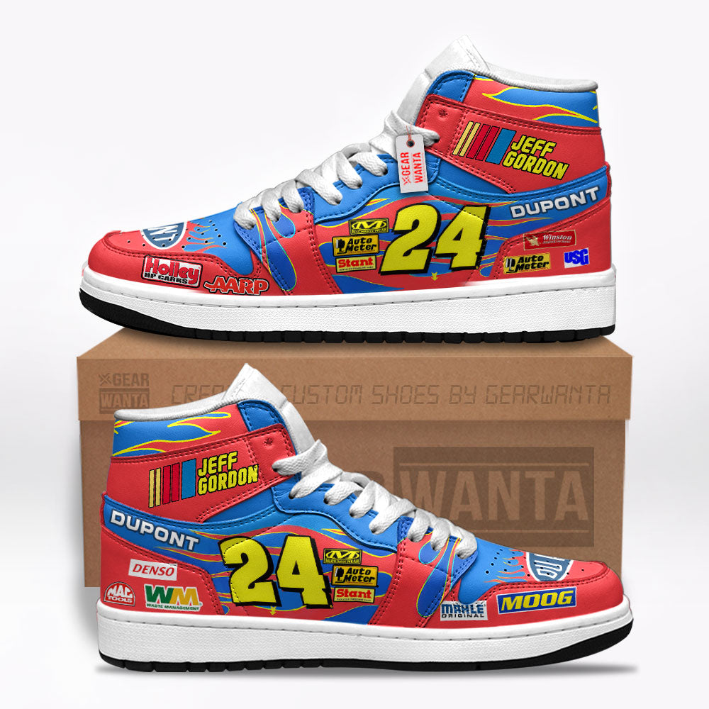 Jeff Gordon Dupont J1 Shoes Custom #24 Cars Race Sneakers-Gear Wanta