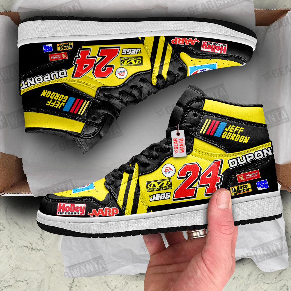 Jeff Gordon J1 Shoes Custom #24 Retro Cars Race Sneakers-Gear Wanta