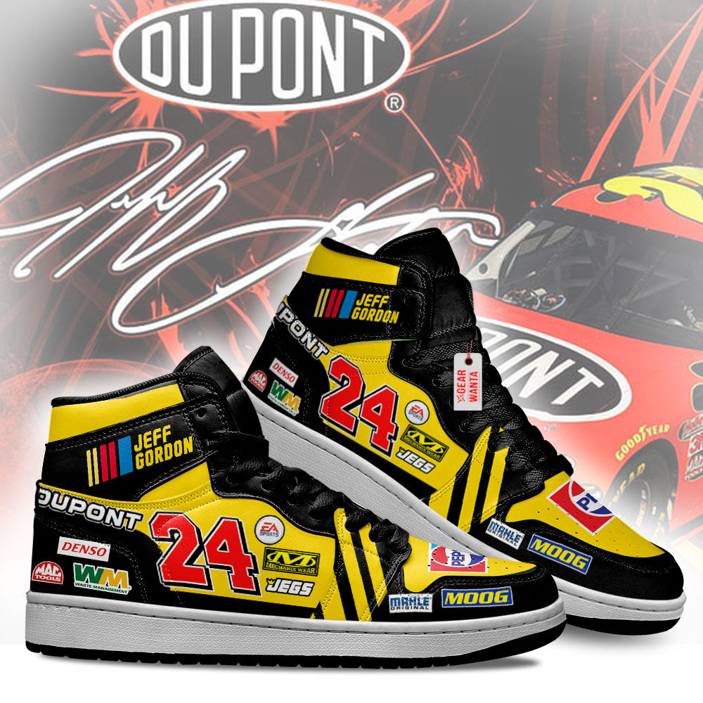 Jeff Gordon J1 Shoes Custom #24 Retro Cars Race Sneakers-Gear Wanta