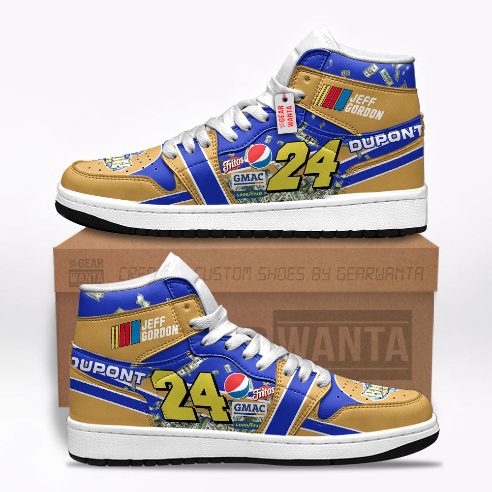 Jeff Gordon J1 Shoes Custom DuPont #24 Cars Race Sneakers-Gear Wanta