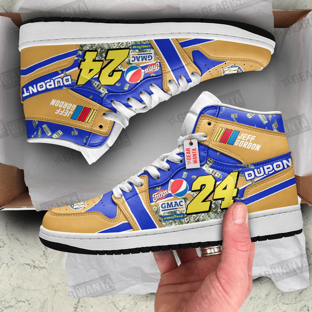 Jeff Gordon J1 Shoes Custom DuPont #24 Cars Race Sneakers-Gear Wanta