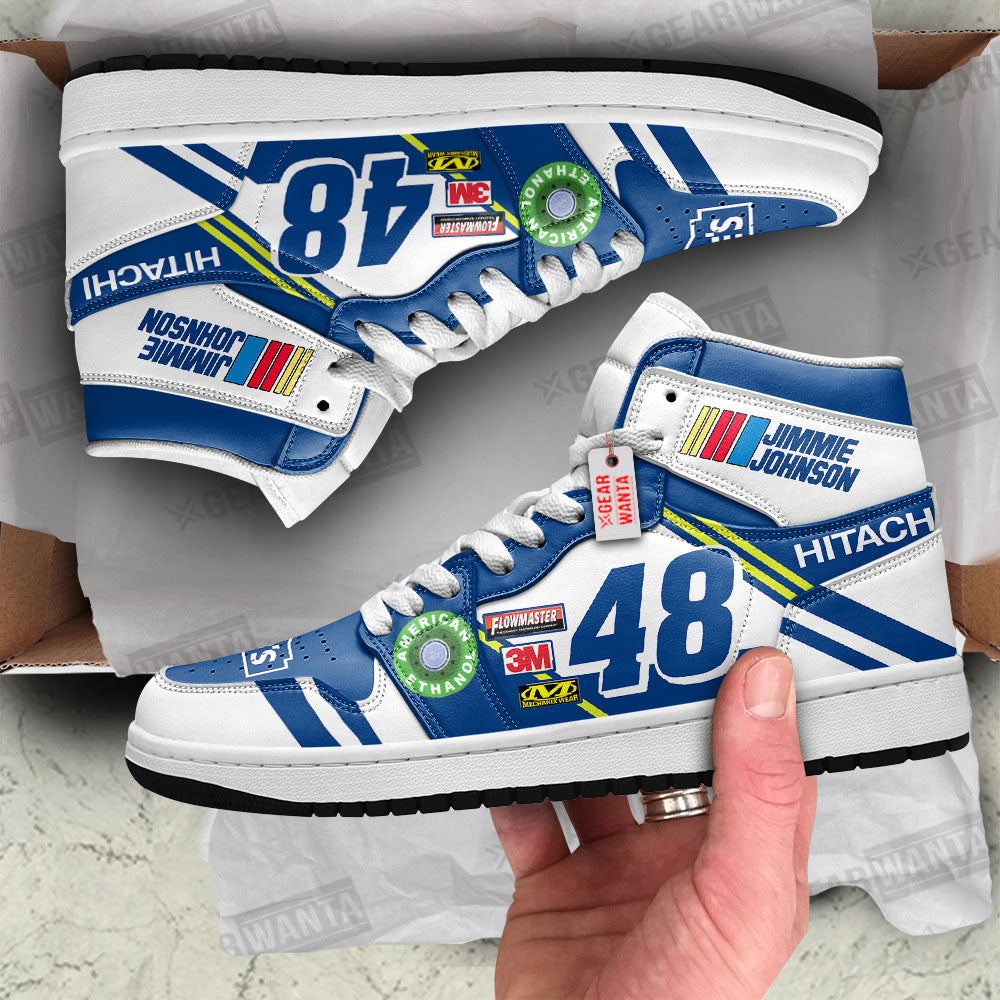 Jimmie Johnson J1 Shoes Custom #48 Cars Race Sneakers-Gear Wanta