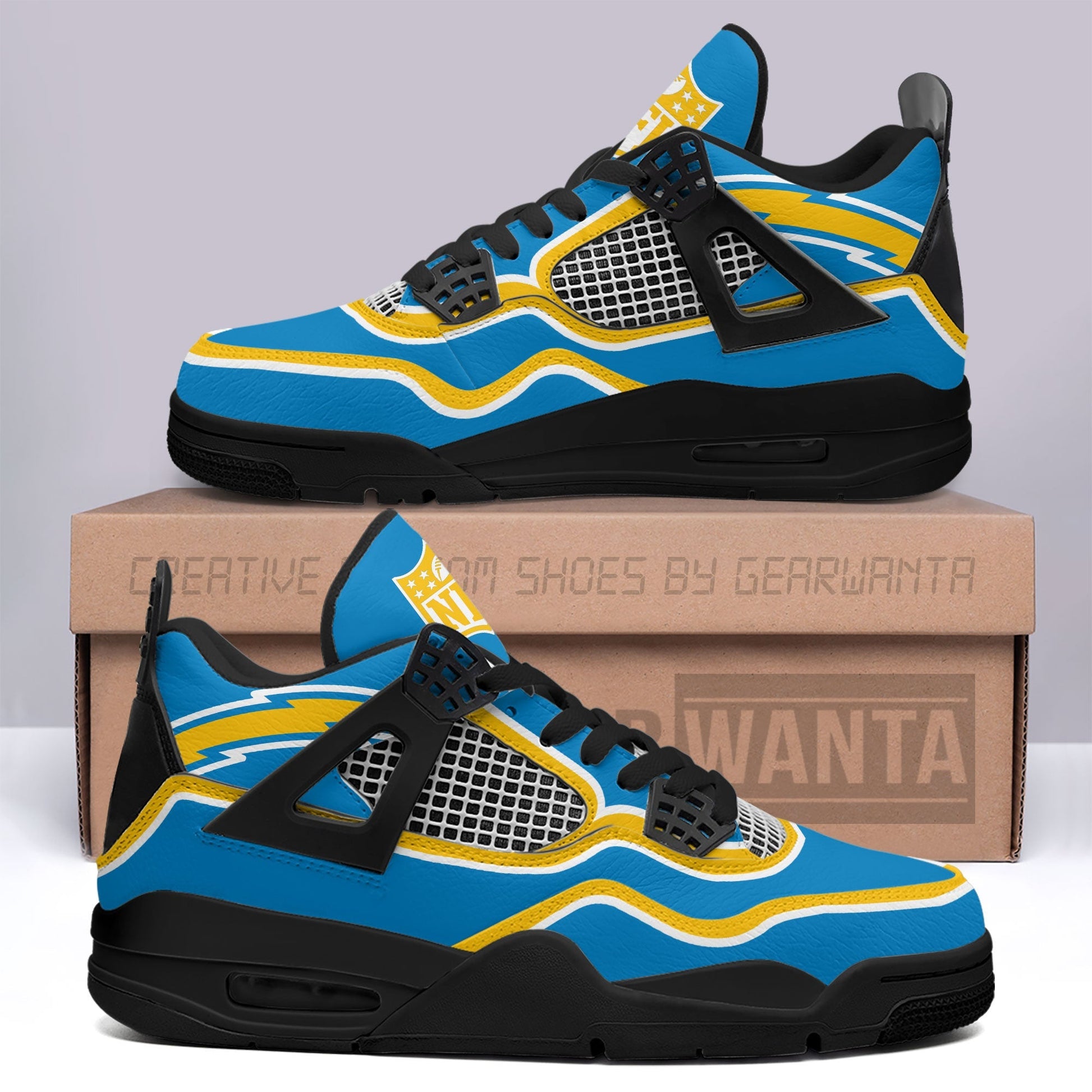 LA Charges Aj4 Sneakers Custom Shoes-Gear Wanta