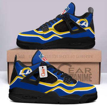 LA Rams J4s Leather Sneakers Custom For Fans