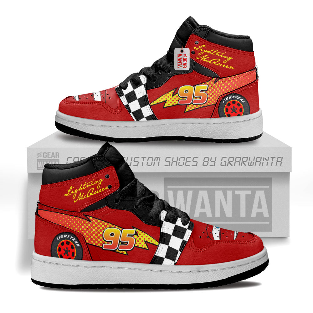 Lightning McQueen Kid J1s Sneakers Cars Uniform Personalized Collection - Gearwanta.com