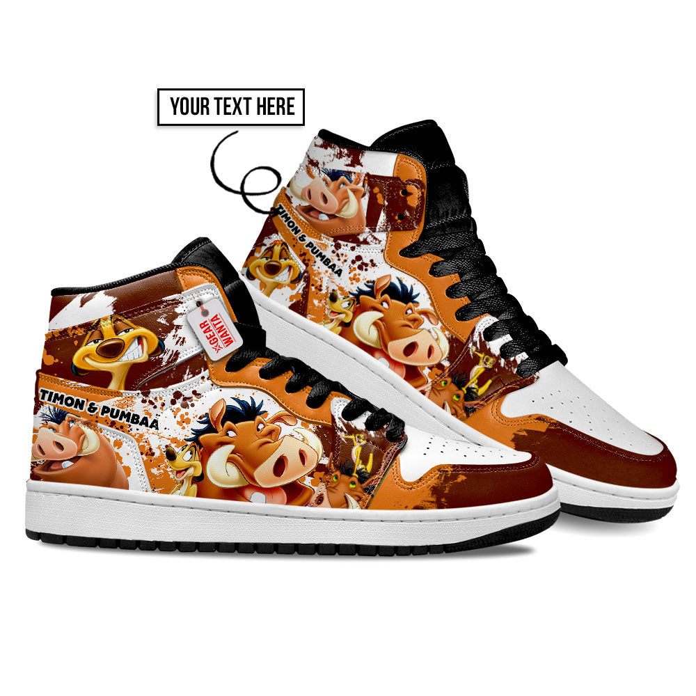 Lion King Timon and Pumbaa J1 Shoes Custom For Fans- gearwanta.com