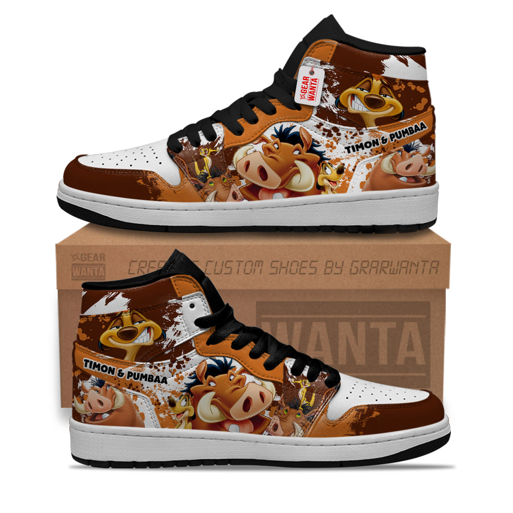 Lion King Timon and Pumbaa J1 Shoes Custom For Fans- gearwanta.com