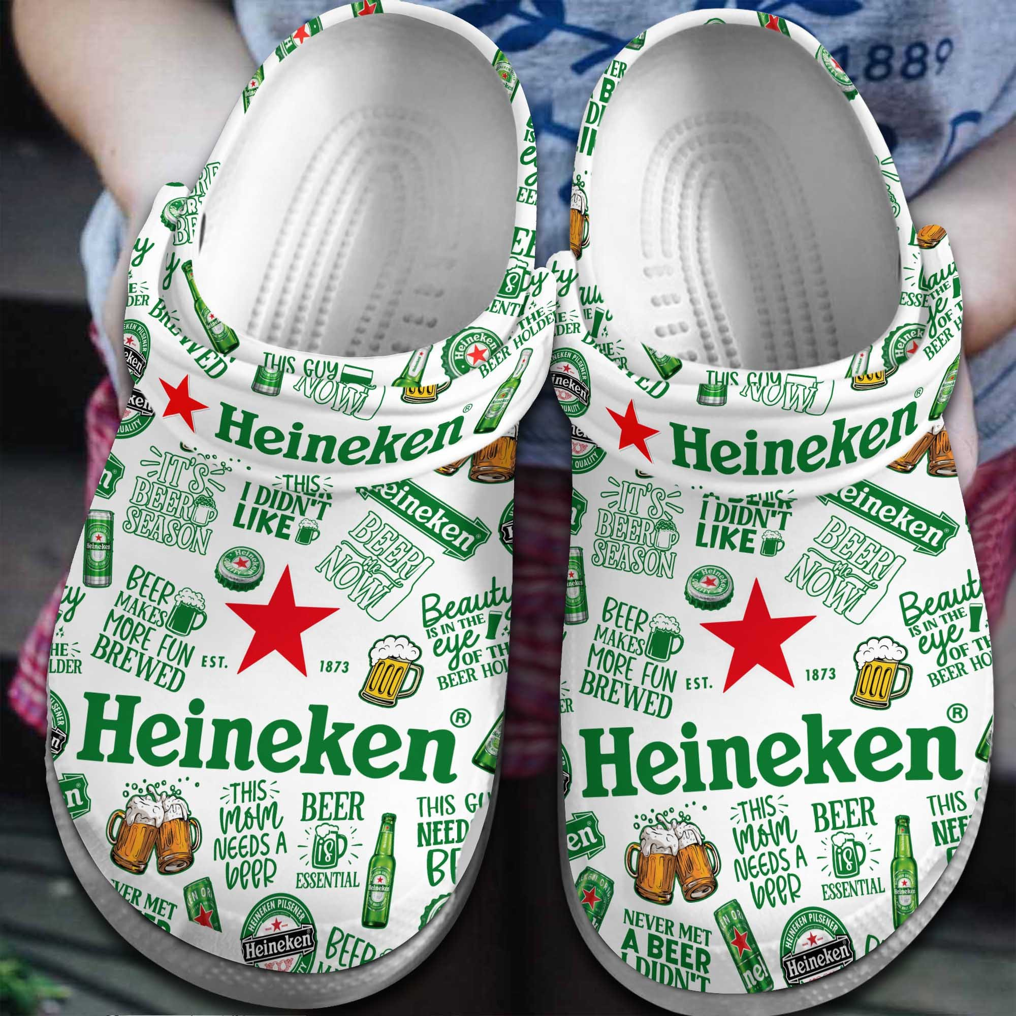 Love Heineken Beer Pattern Clogs Beer Clogs