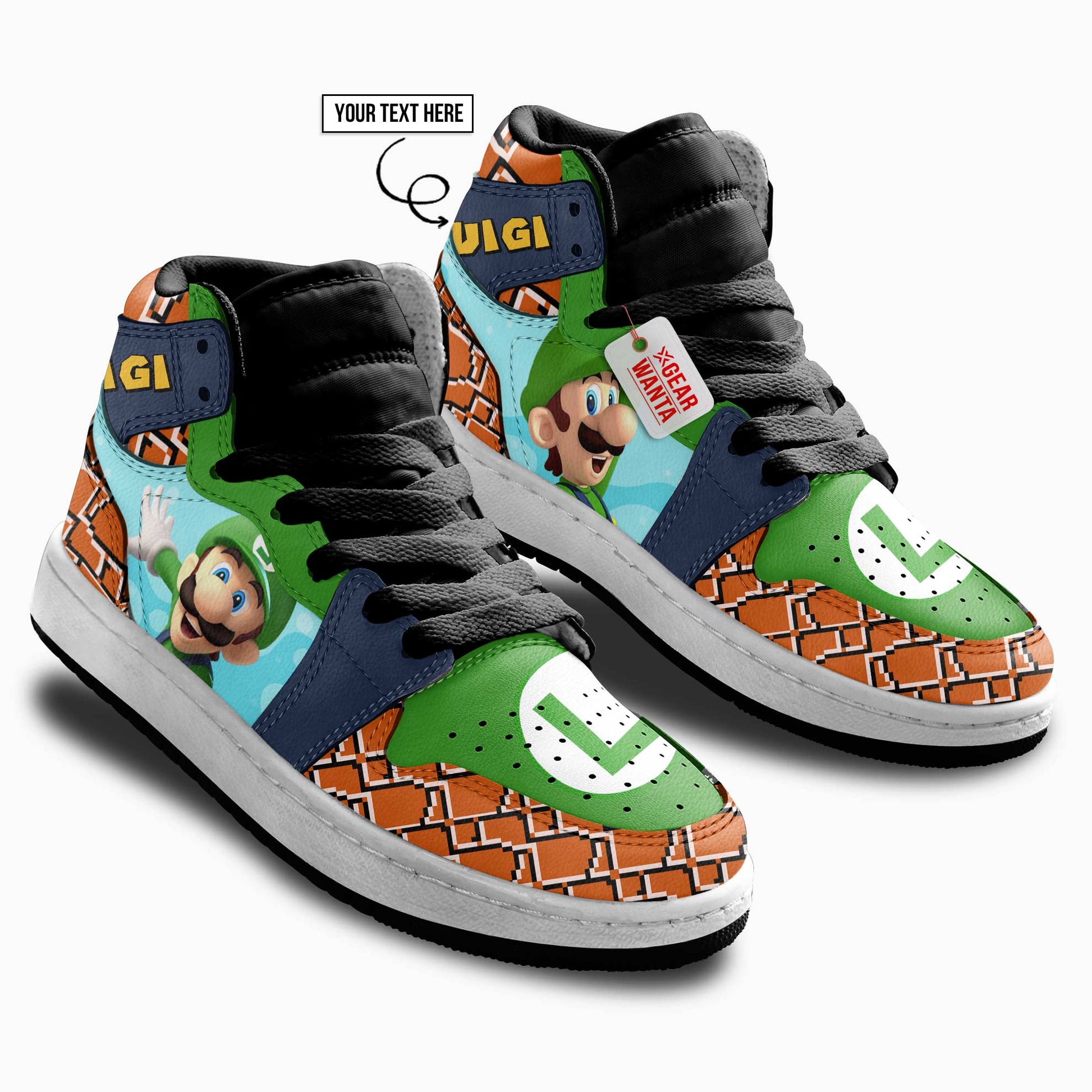 Luigi Kid J1s Sneakers Personalized Cartoon Collection - Gearwanta.com