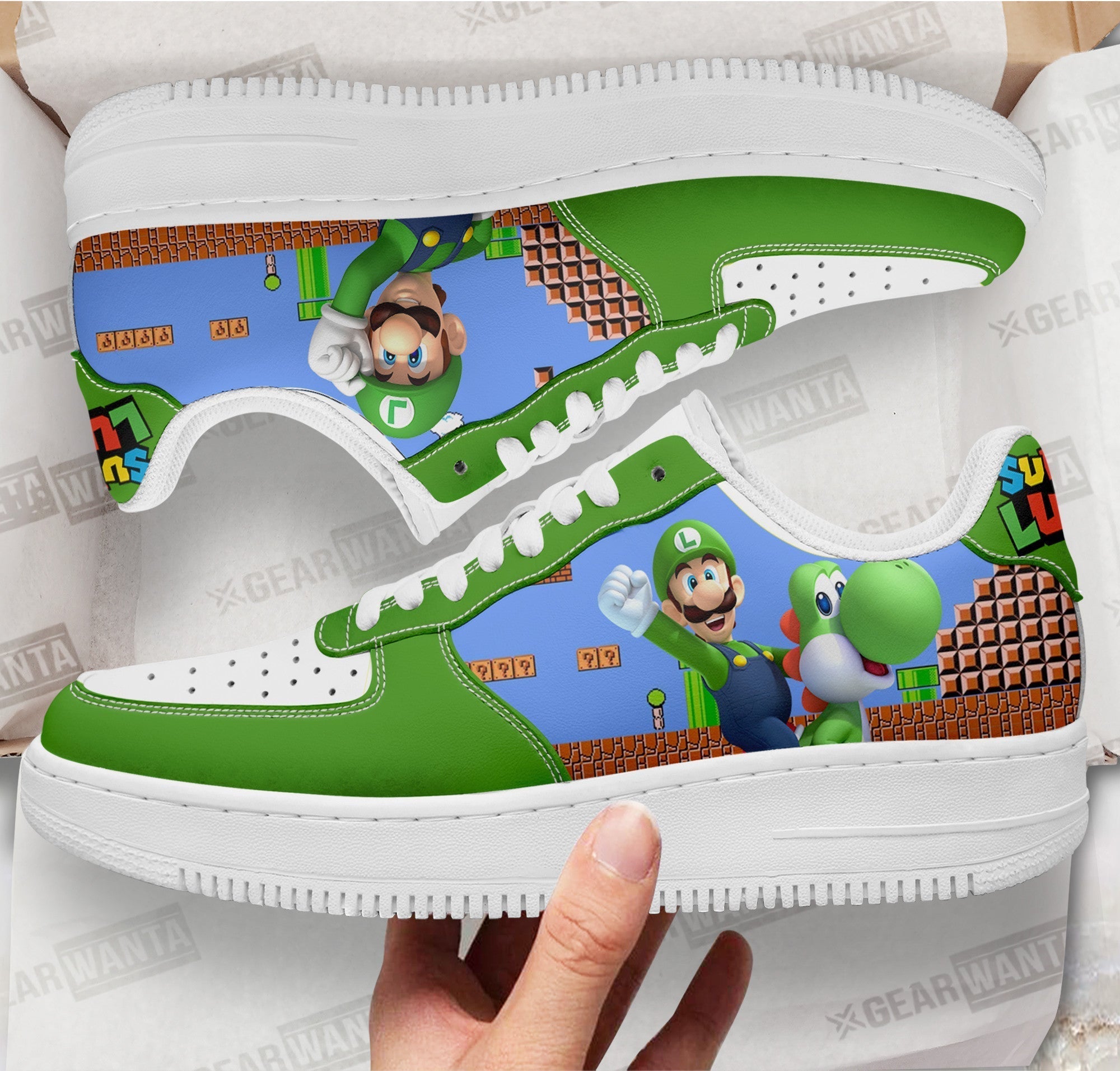 Luigi Super Mario Air Sneakers Custom For Gamer Shoes-Gear Wanta