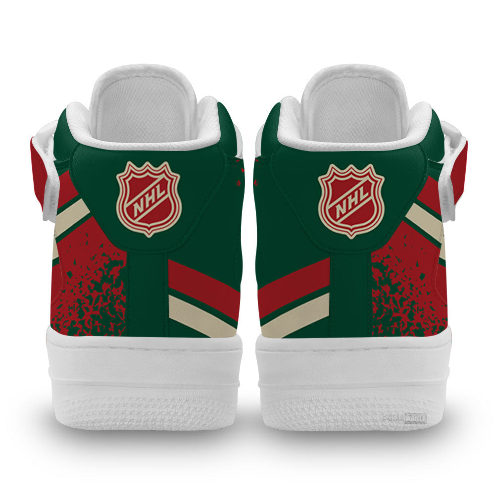 M Wild Air Mid Shoes Custom Hockey Sneakers Fans-Gear Wanta