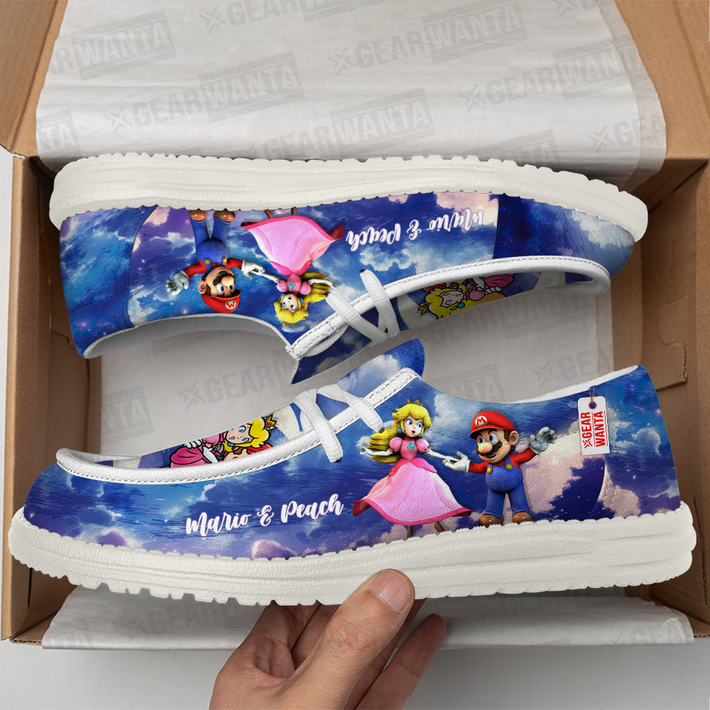 Mario and Peach Canvas Loafer Shoes Vanlentine's Gifts Idea-gearwanta.com