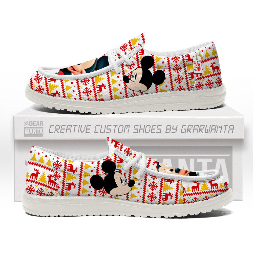 Mickey and Minnie Christmas Ugly Canvas Loafer Shoes-gearwanta.com