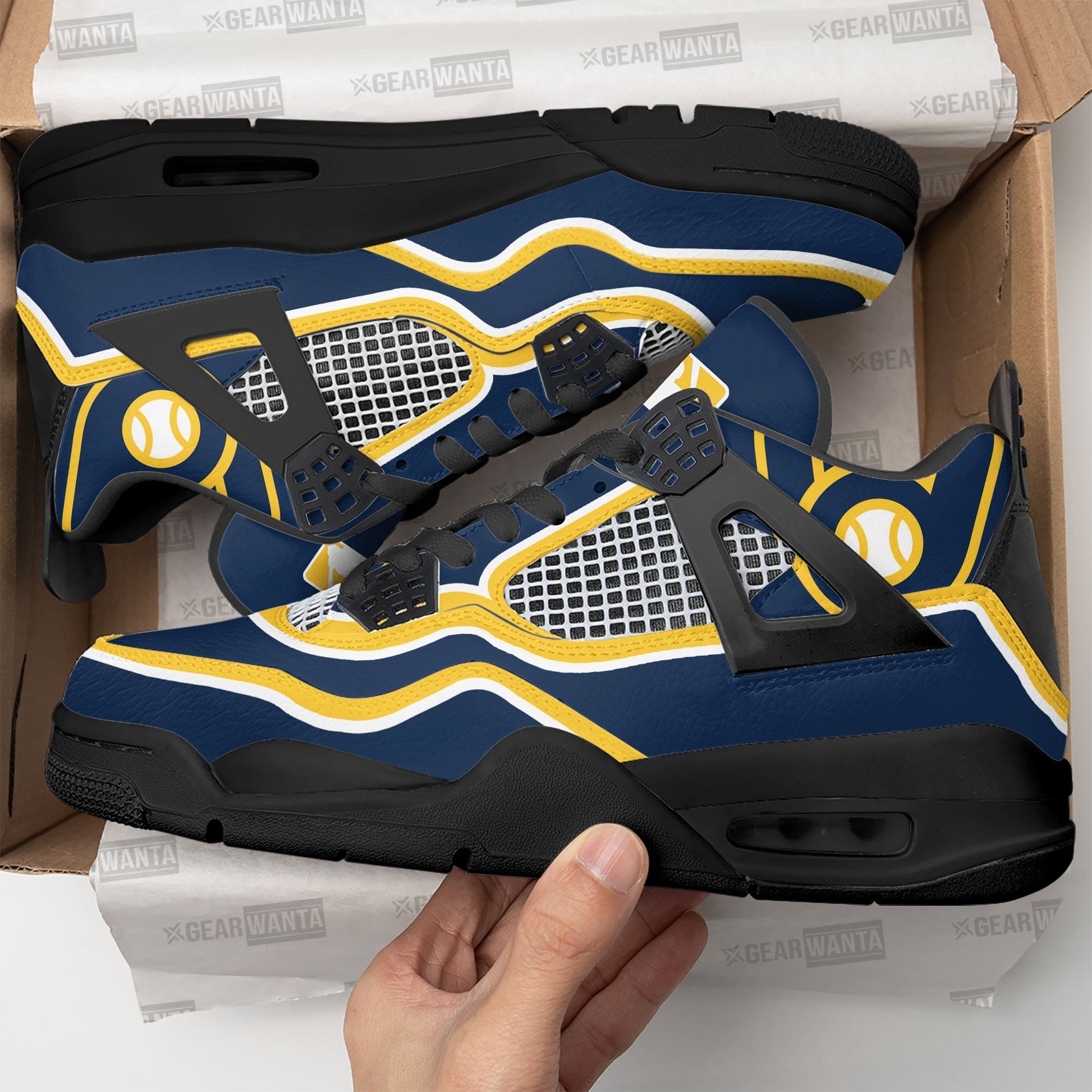 Milwaukee Brewers Aj4 Sneakers Custom Shoes-Gear Wanta