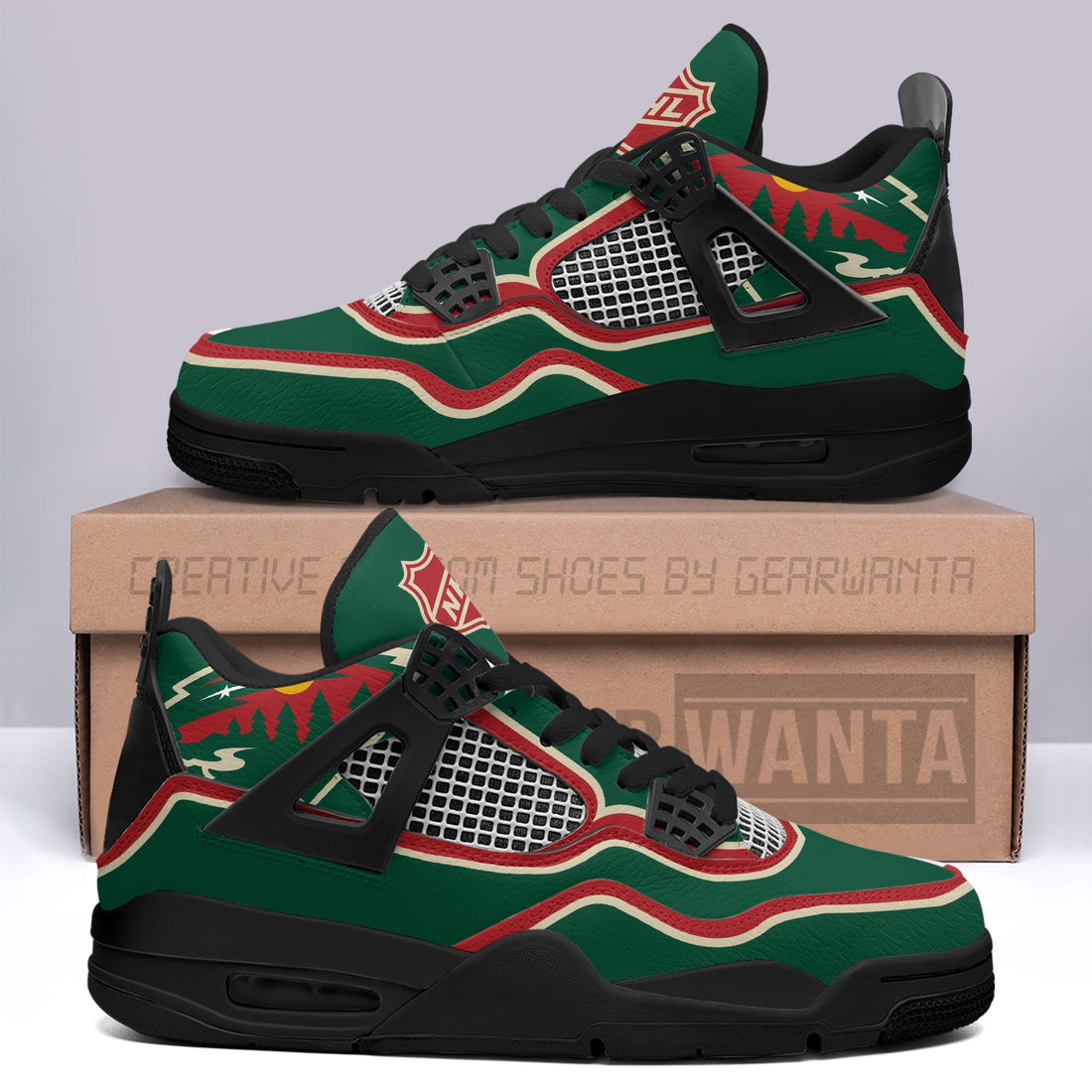 Minnesota Wild Aj4 Sneakers Custom Shoes-Gear Wanta