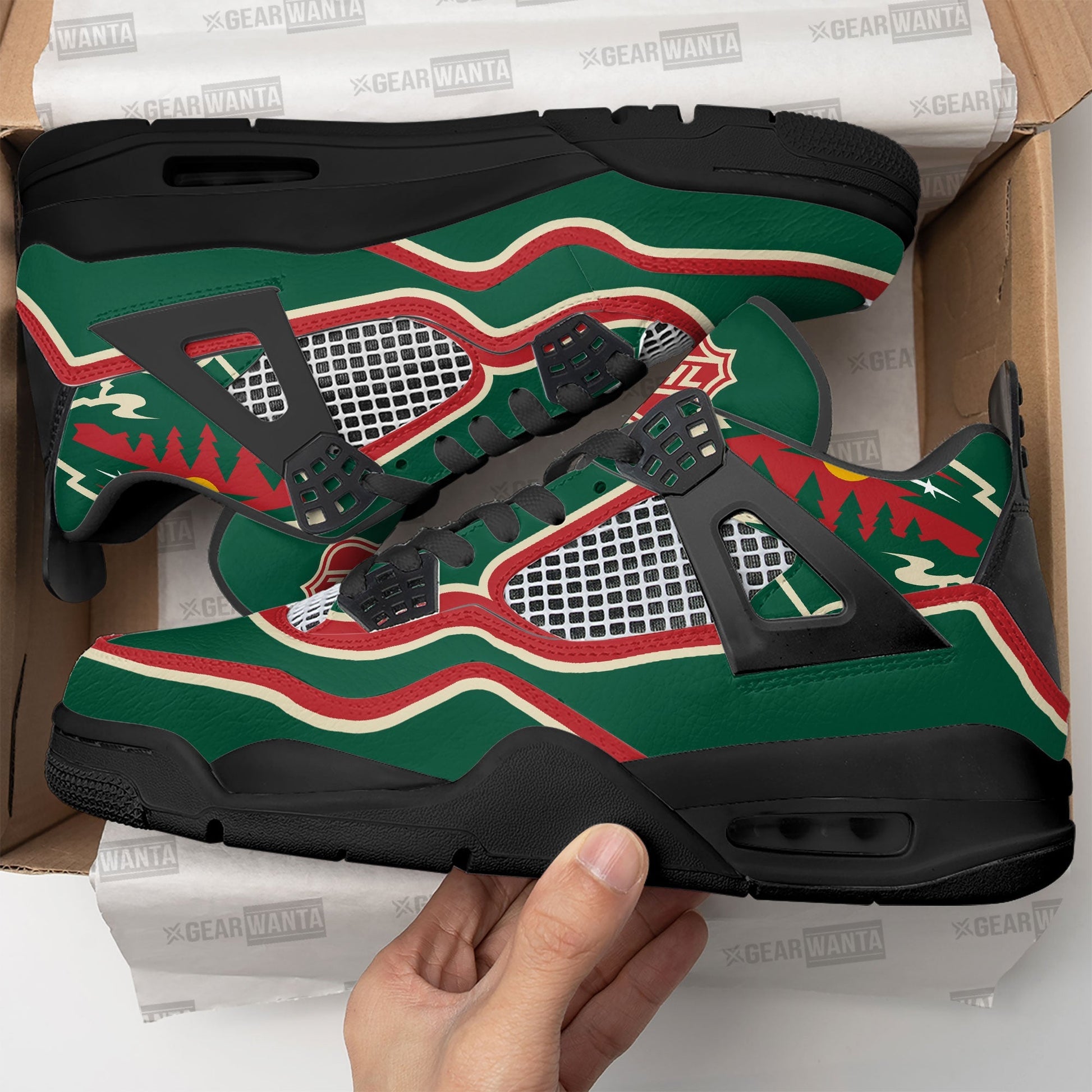 Minnesota Wild Aj4 Sneakers Custom Shoes-Gear Wanta