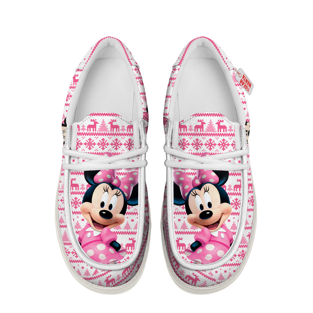 Minnie Christmas Ugly Canvas Loafer Shoes-gearwanta.com