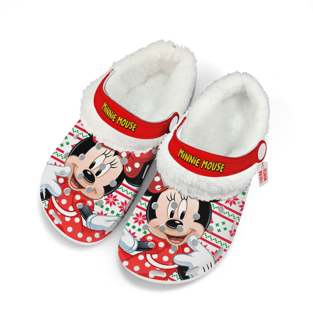 Minnie Mouse Fleece Clogs Shoes Christmas Custom For FansGearwanta.com