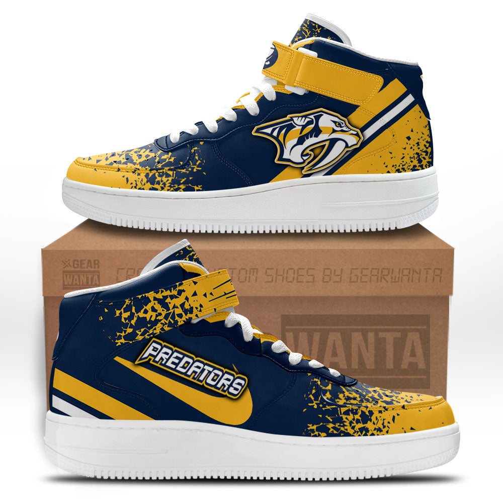 N Predators Air Mid Shoes Custom Hockey Sneakers Fans-Gear Wanta