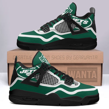 NY Jets Aj4 Sneakers Custom Shoes-Gear Wanta