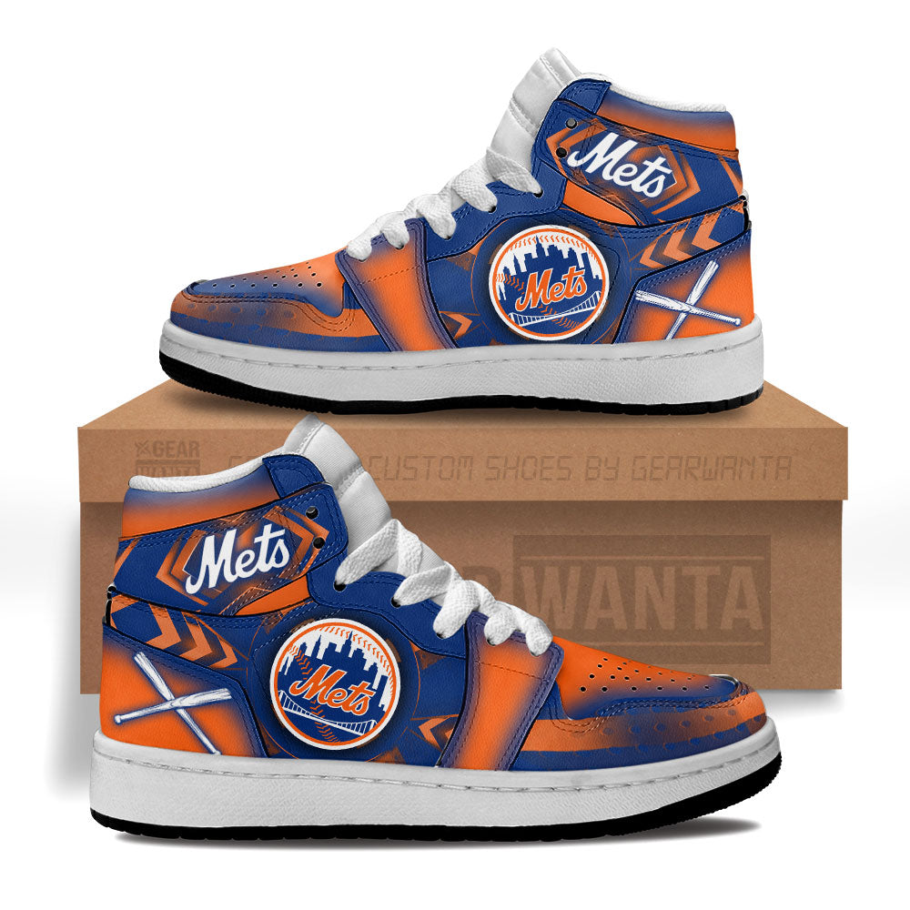 NY Mets Kid Sneakers Custom For Kids-Gear Wanta