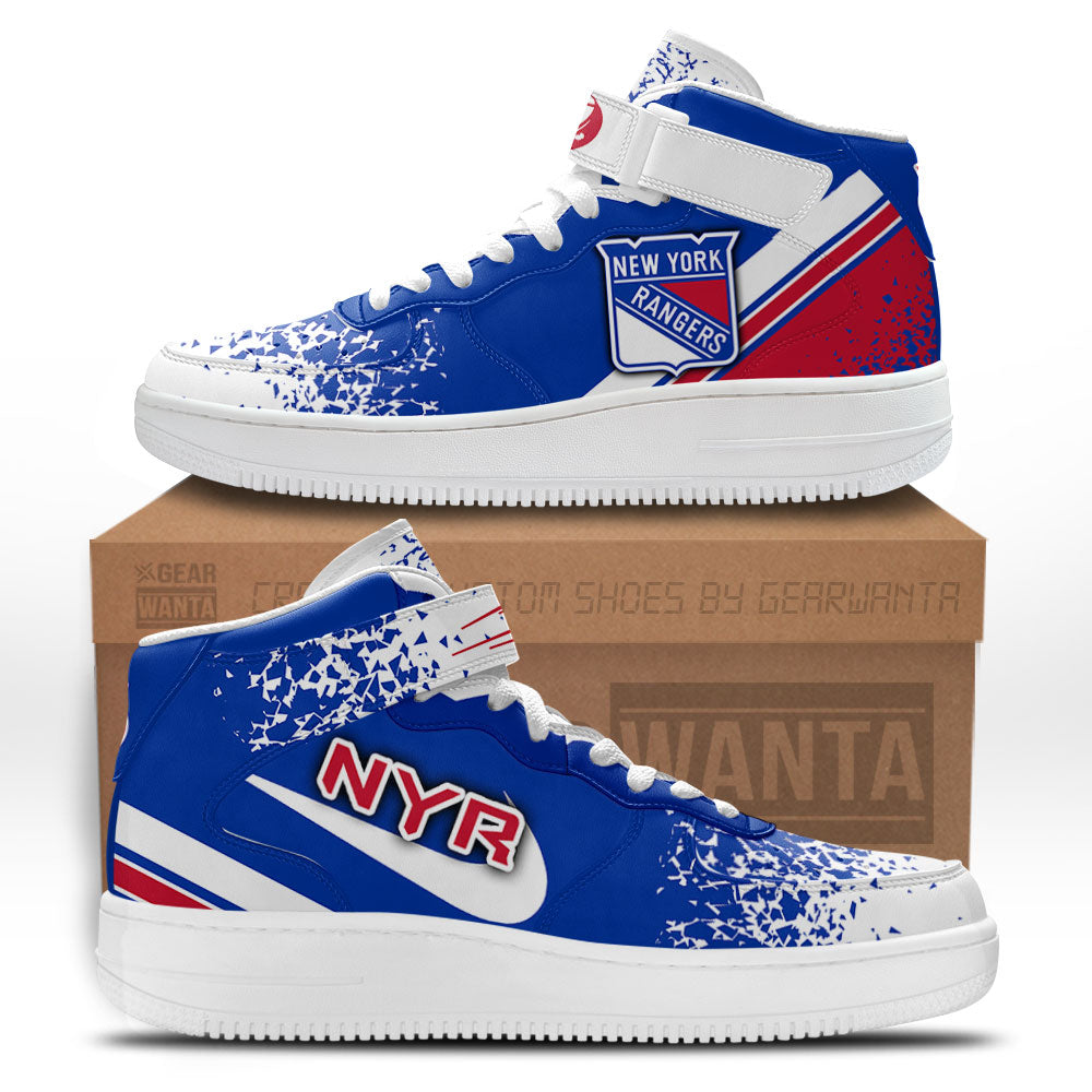 NY Rangers Air Mid Shoes Custom Hockey Sneakers Fans-Gear Wanta