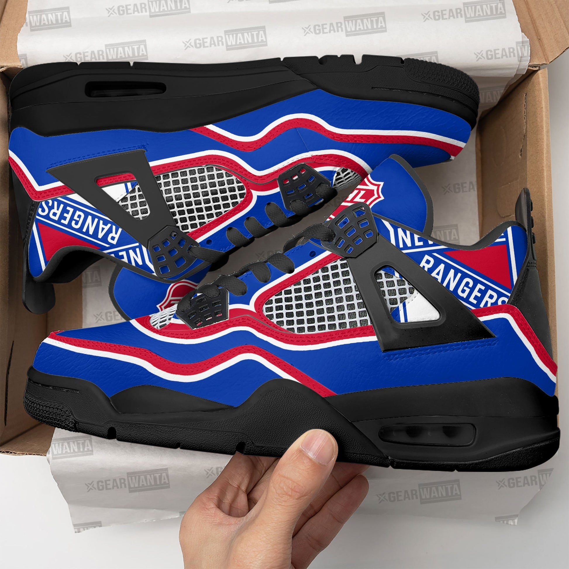 NY Rangers Aj4 Sneakers Custom Shoes-Gear Wanta
