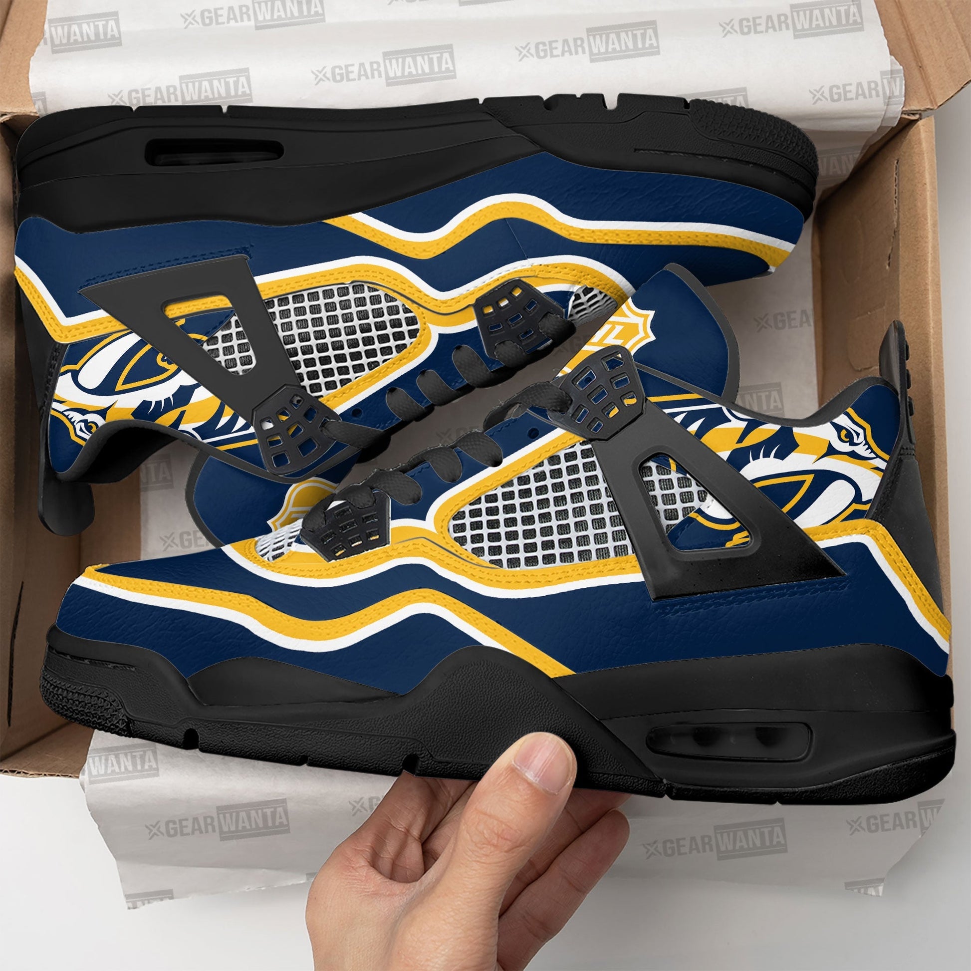 Nashville Predators Aj4 Sneakers Custom Shoes-Gear Wanta