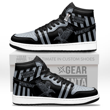 Nevermore Academy Wednesday's Uniform Halloween J1s Sneakers