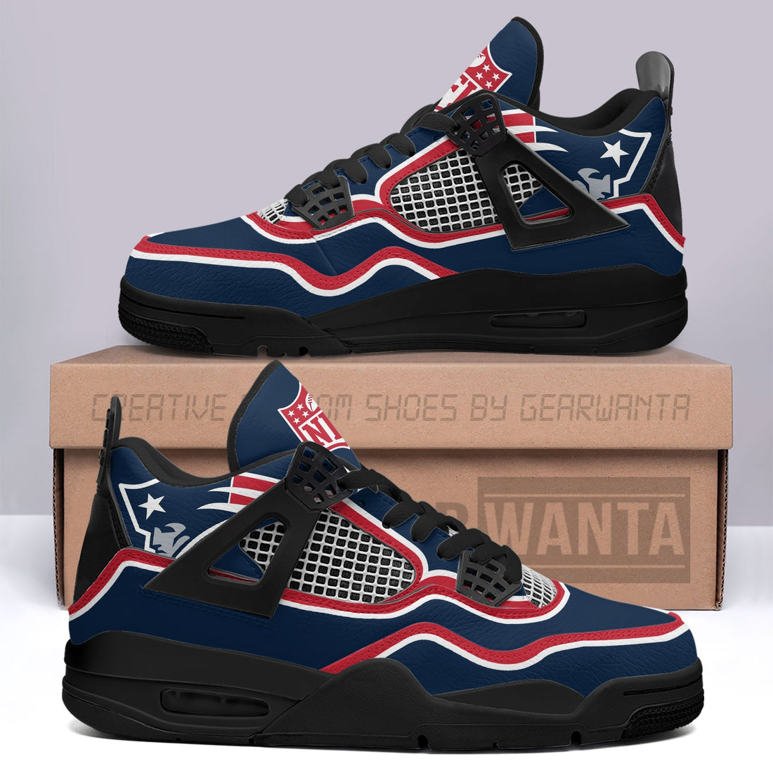 New England Patriots Aj4 Sneakers Custom Shoes-Gear Wanta