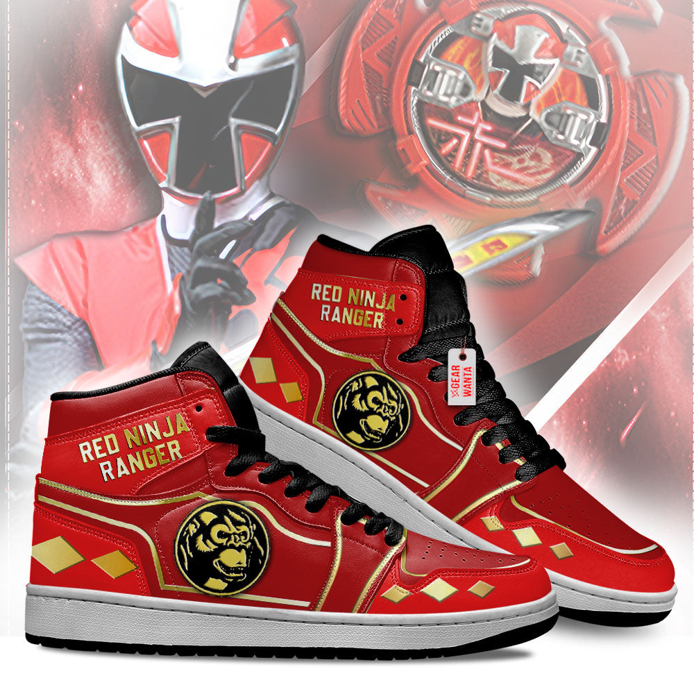 Ninja Red Ranger Mighty Morphin J1 Shoes Custom Sneakers TT12-Gear Wanta