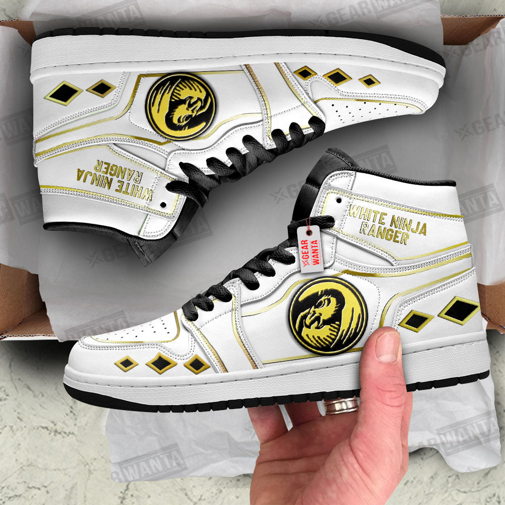 Ninja White Ranger Mighty Morphin J1 Shoes Custom Sneakers TT12-Gear Wanta