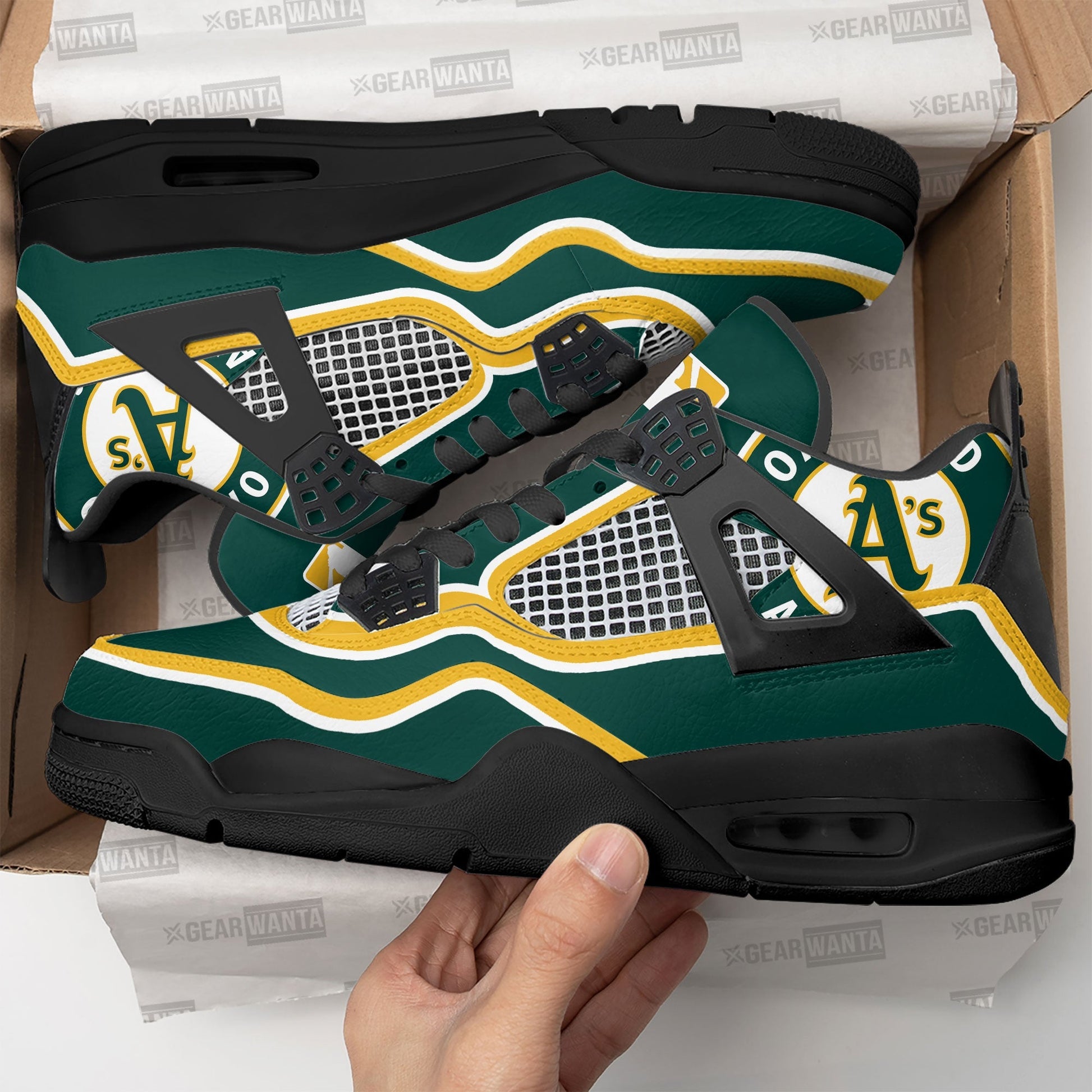Oakland Athletics Aj4 Sneakers Custom Shoes-Gear Wanta