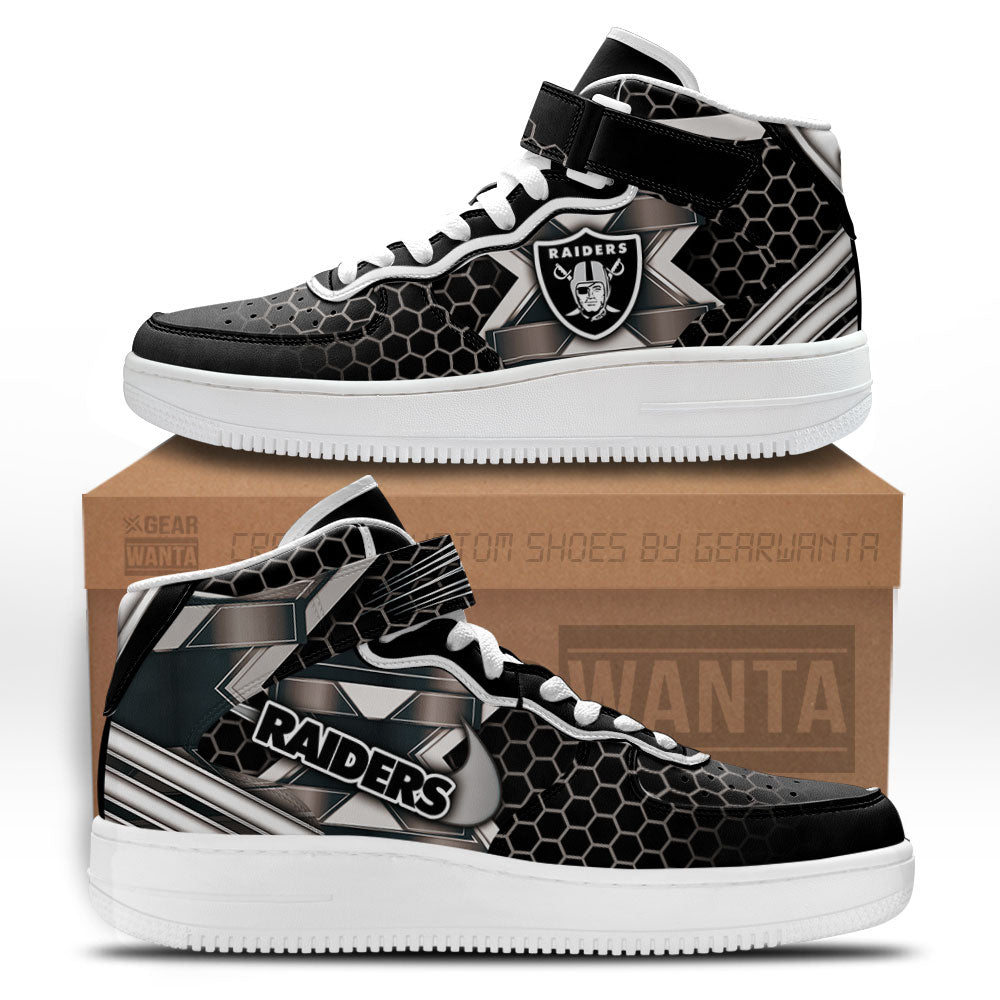 Oakland Raiders Sneakers Custom Air Mid Shoes For Fans-Gear Wanta