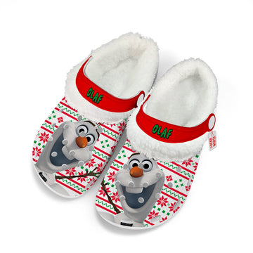 Olaf Fleece Clogs Shoes Christmas Custom For FansGearwanta.com