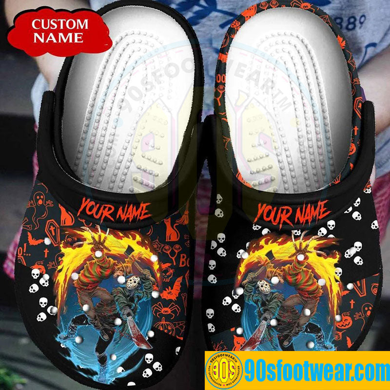 Personalized Halloween Horror Movie Michael vs Freddy Classic Clogs-gearwanta.com