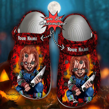 Halloween Personalized Horror Movies Chucky Wanna Play Clogs Shoes-gearwanta.com