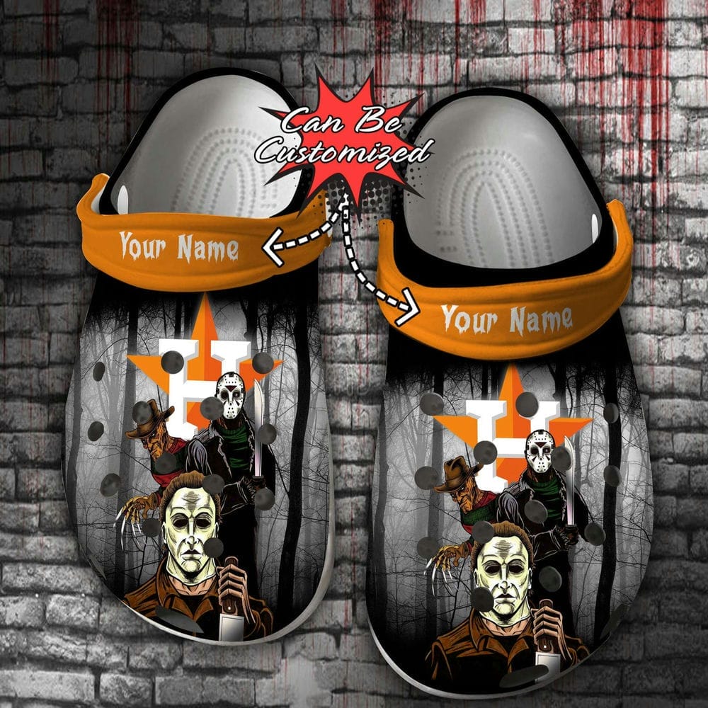 Personalized Houston Astros Jason Michael Freddy Horror Movies Clogs Shoes-gearwanta.com