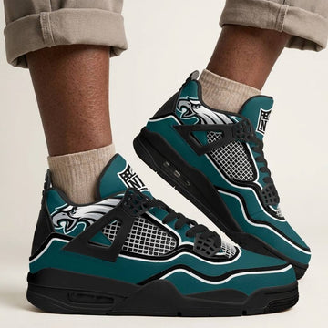 Philadelphia Eagles J4s Leather Sneakers Custom