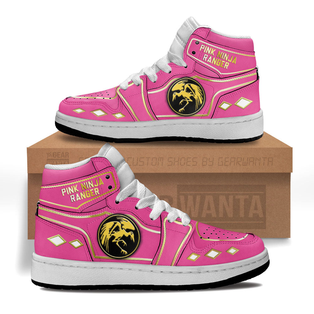 Pink Ninja Ranger Mighty Morphin Kid Sneakers Custom For Kids-Gear Wanta