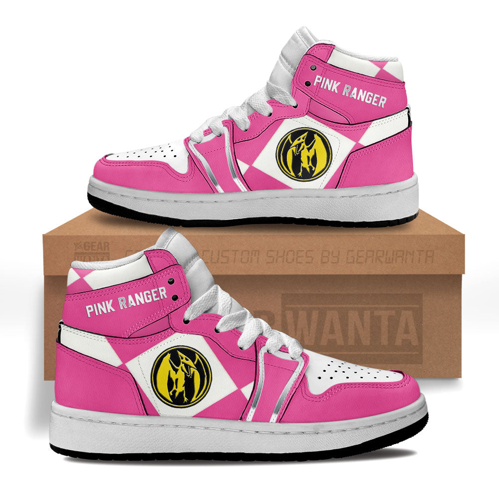 Pink Ranger Mighty Morphin Kid Sneakers Custom For Kids-Gear Wanta