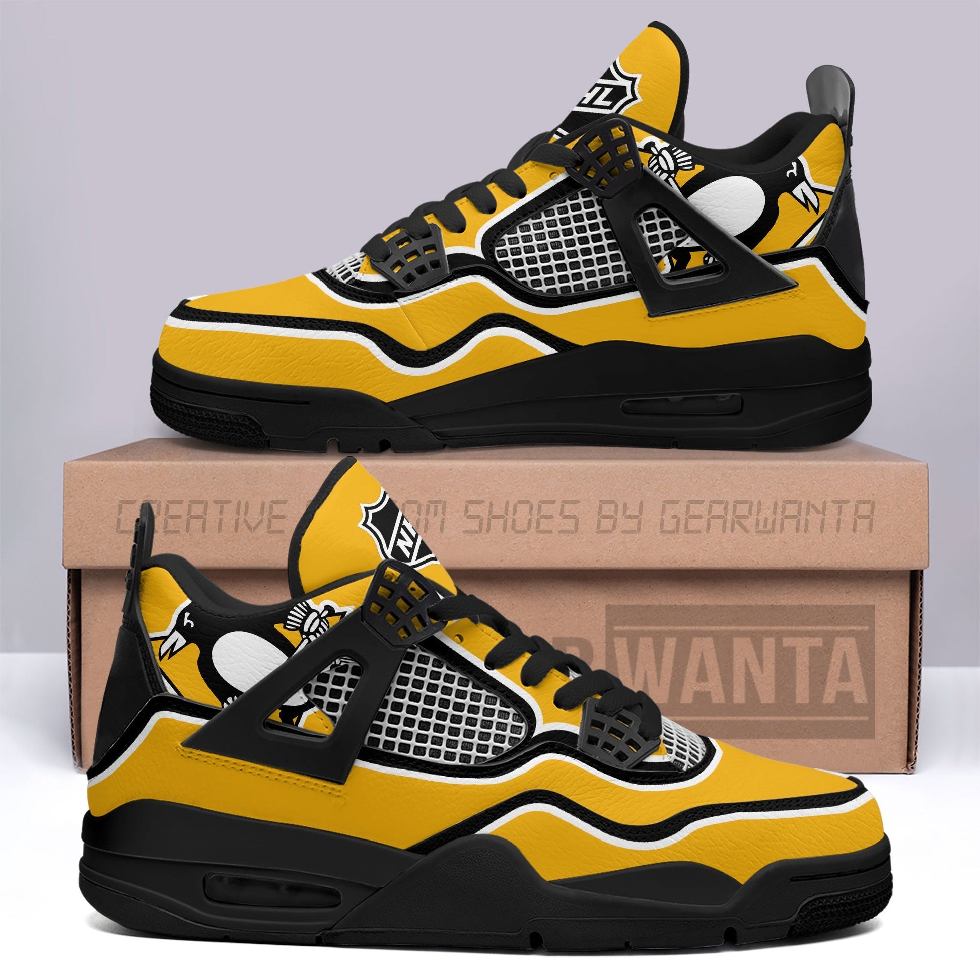 Pittsburgh Penguins Aj4 Sneakers Custom Shoes-Gear Wanta